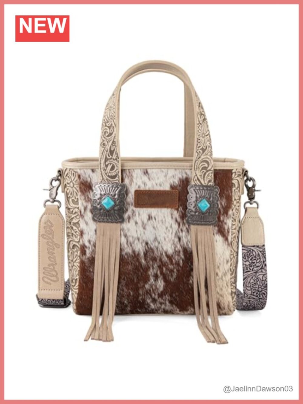 Cowhide Tote Bag for Women Western Tooling Handbag Leather Fringing with